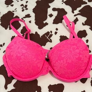No Boundaries Neon Pink Lace Bra